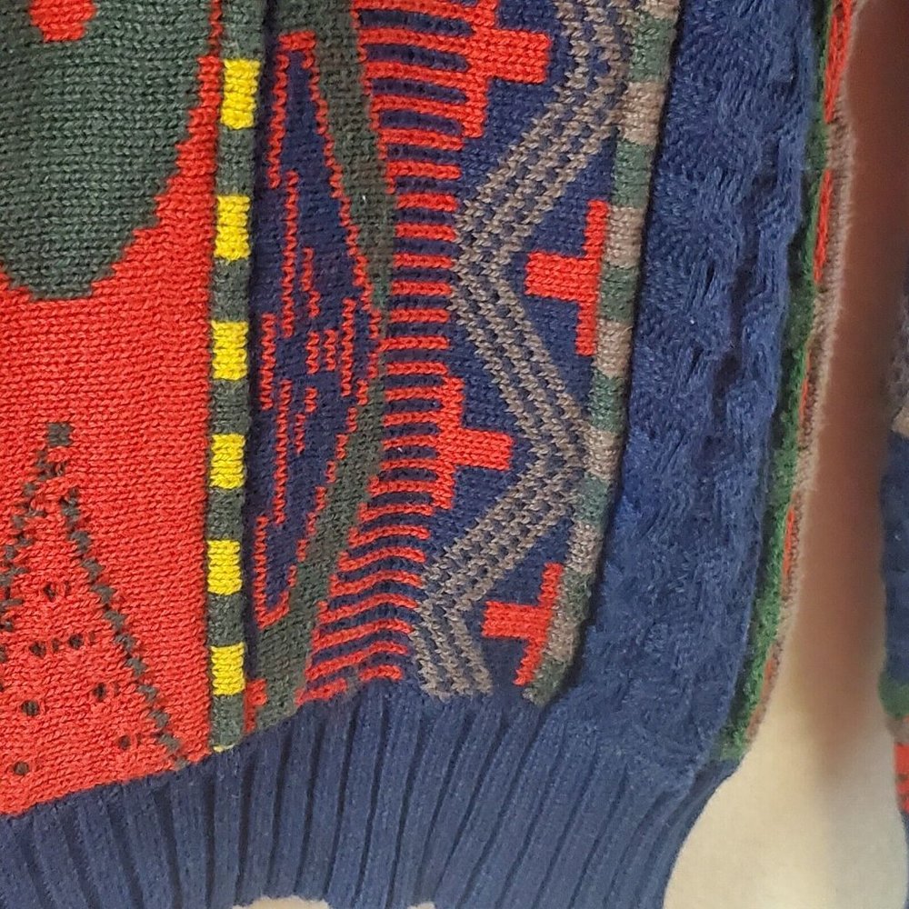 Men’s Koto Urban Outfitters Coogie Type Textured Knit Sweater Size XS Red Blue - Picture 12 of 14